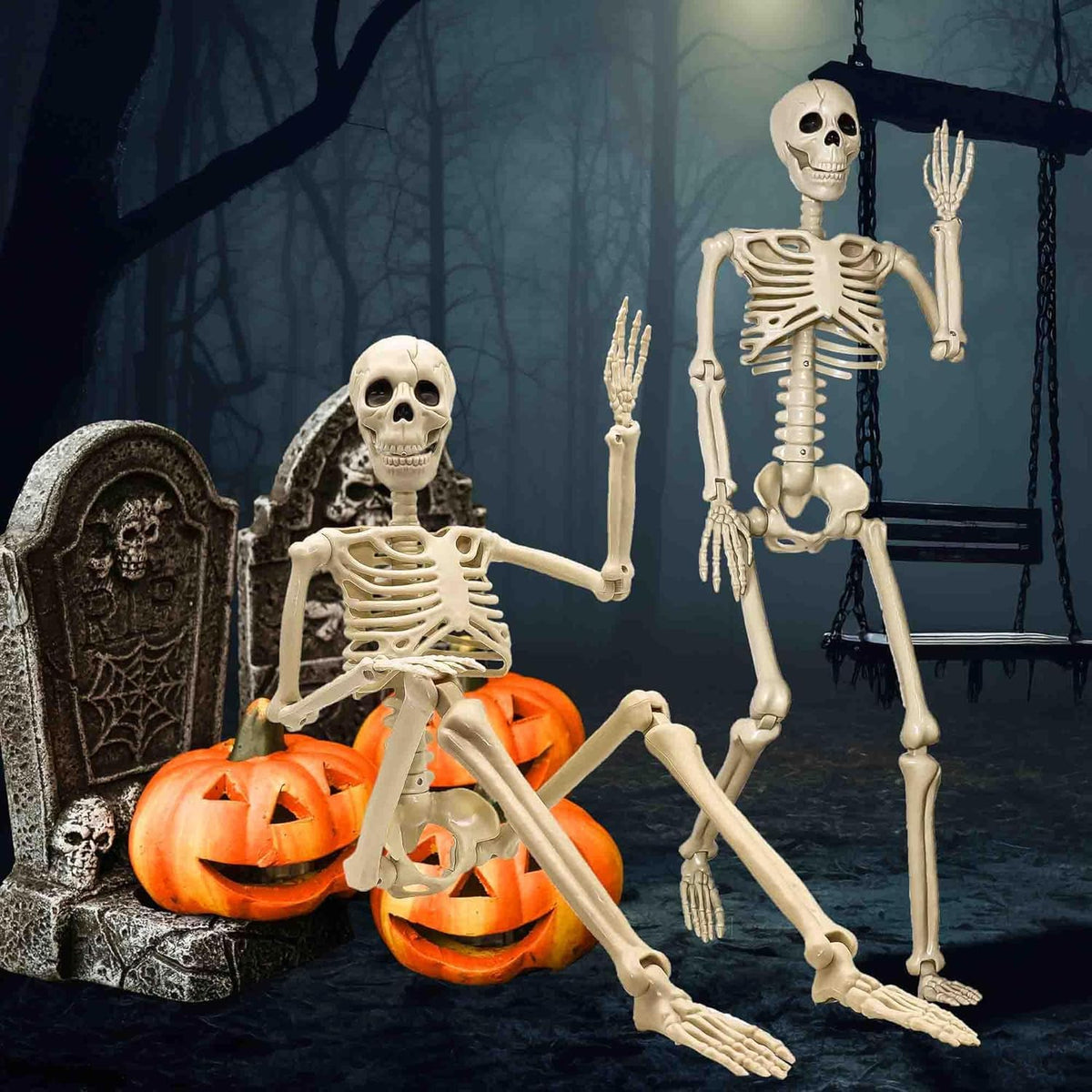 2-Pack 67" Posable Skeletons with Movable Joints Z694