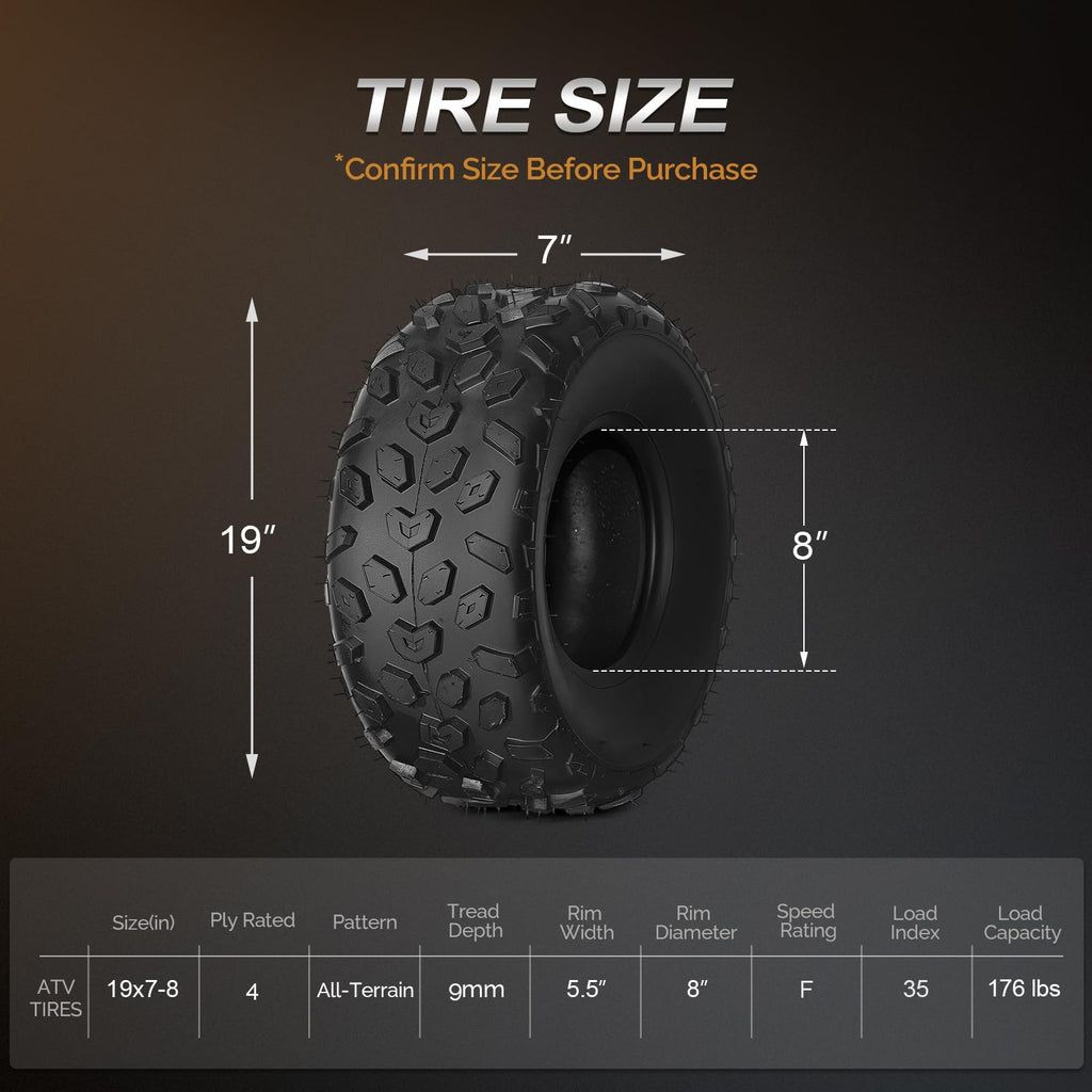 19x7-8 Tubeless ATV UTV Tires Set of 2 M715
