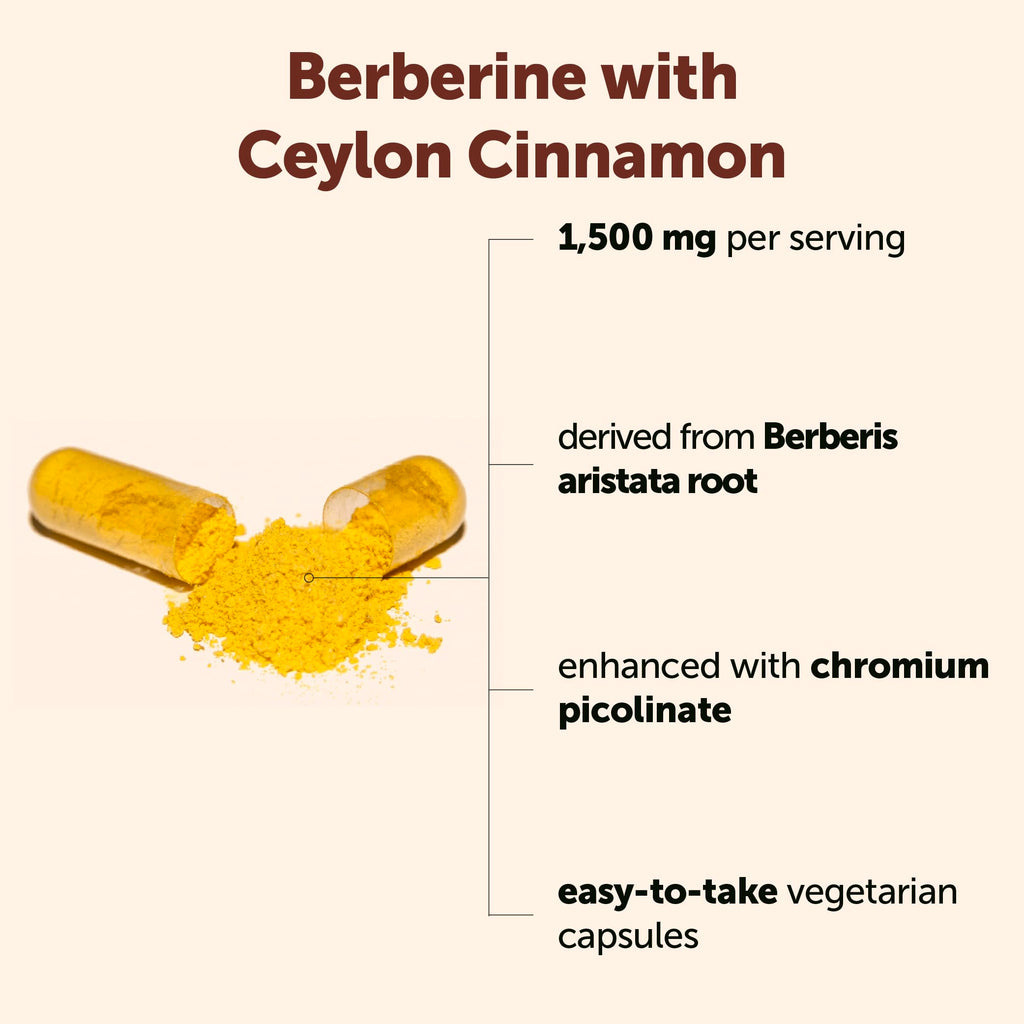 Berberine HCl with Ceylon Cinnamon 1,500 mg 240 Vegetarian Capsules P168