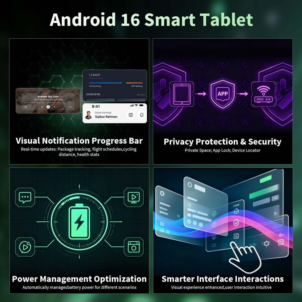 Android 16 Tablet with Keyboard, 10 Inch Tablet, Black Case B903