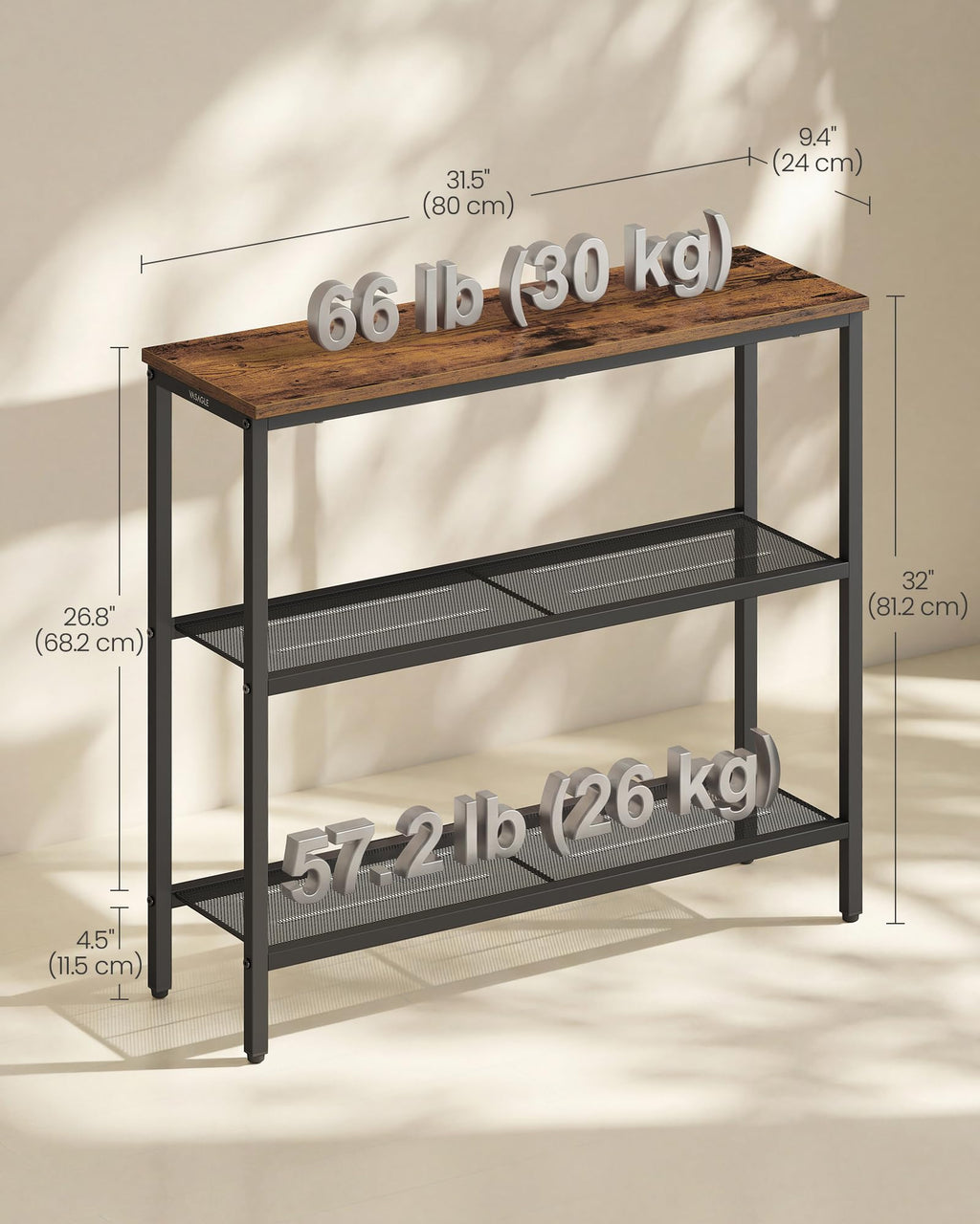 31.5" Narrow 3 Tier Console Table X70713