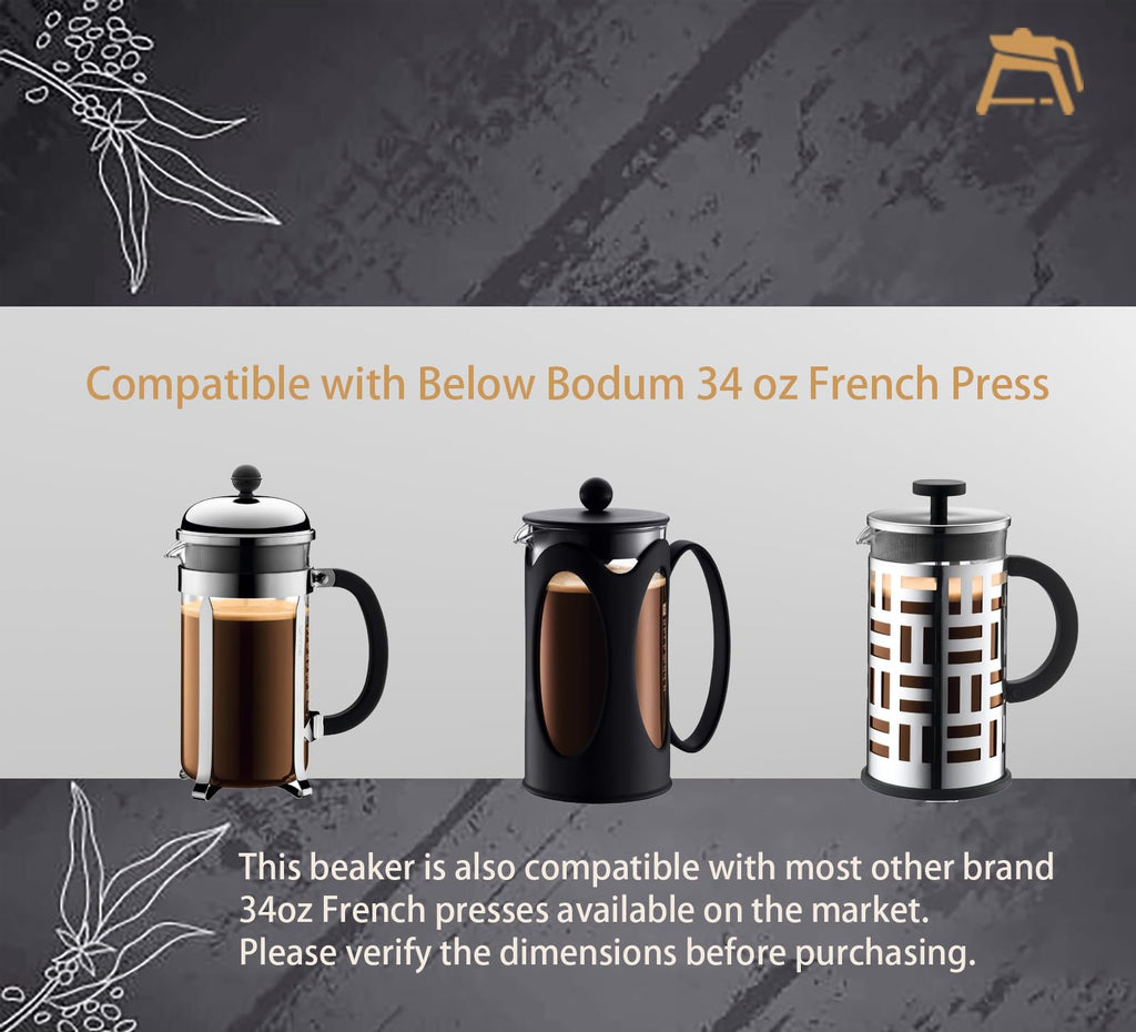 34 oz Borosilicate Glass French Press Replacement Beaker N3586