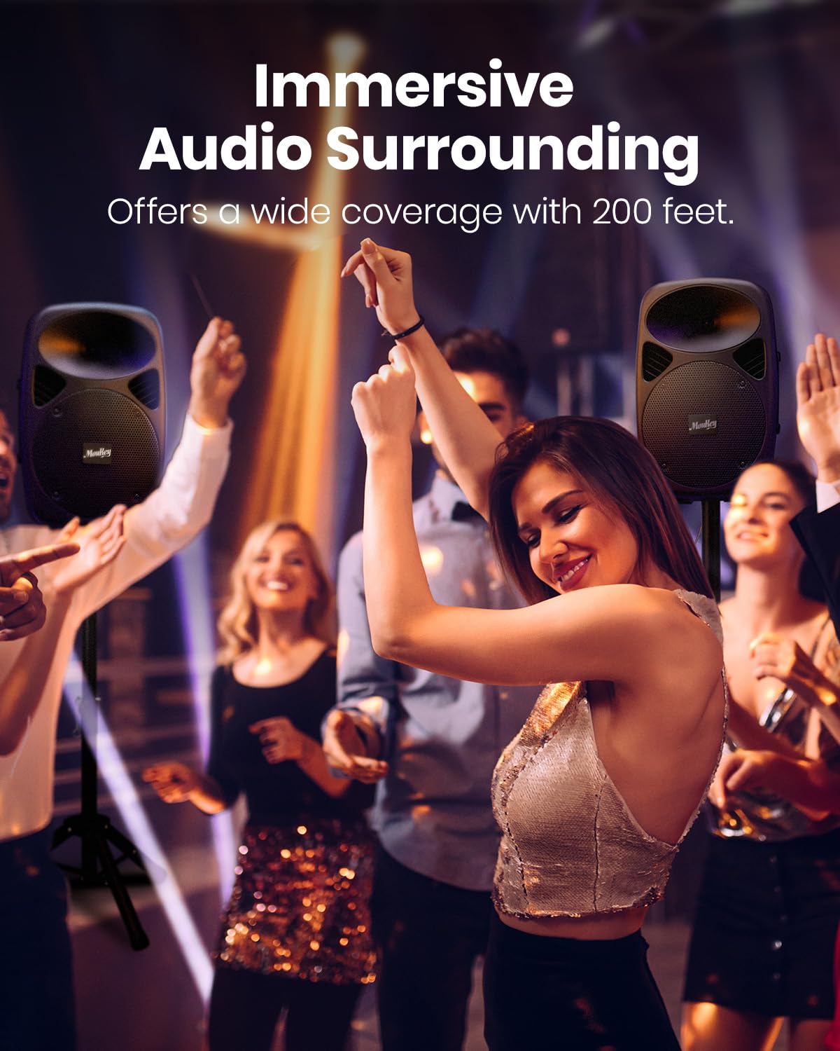 8 Inch Rechargeable Bluetooth PA System with Tripod Stands, Wired Mic F610812