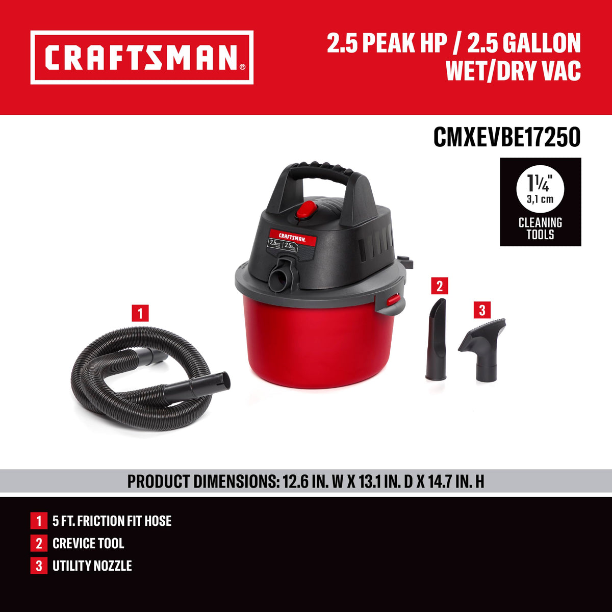 2.5 Gallon Wet Dry Shop Vacuum S3590