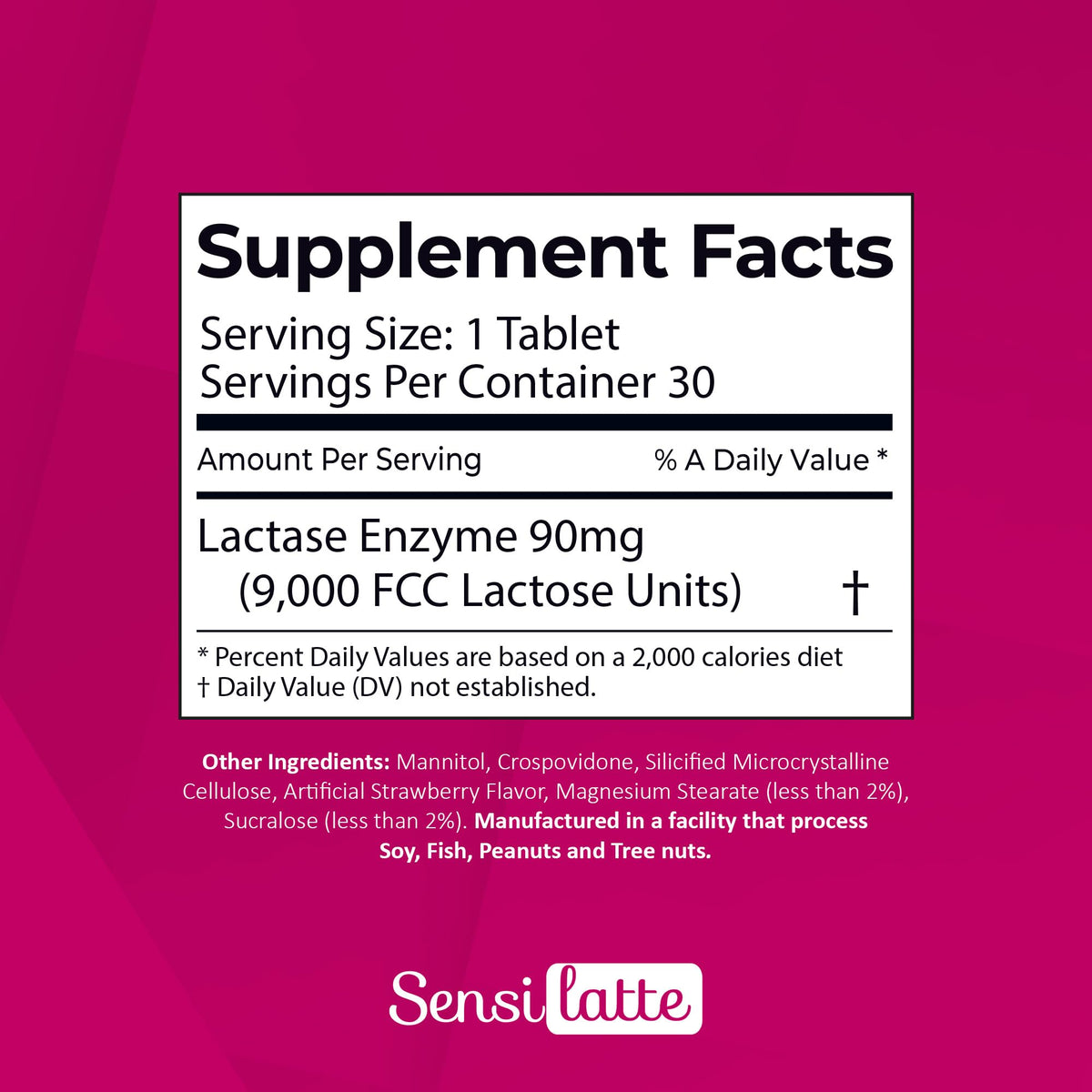Lactase Enzyme 30 Tablets Strawberry W599