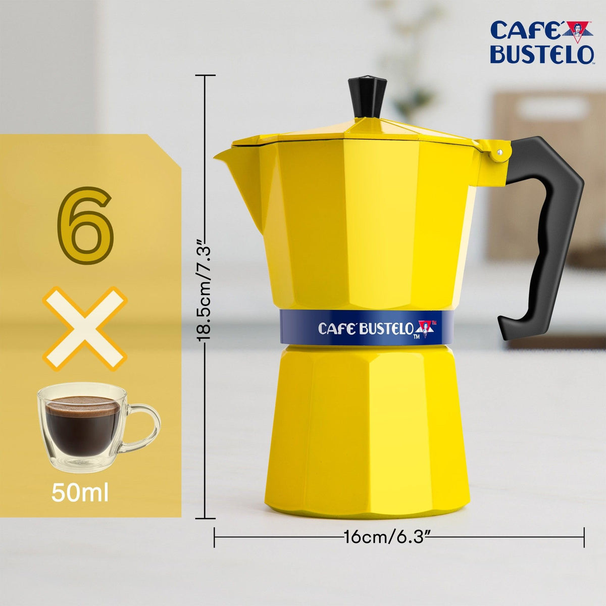 6 Cup Stovetop Espresso Maker 300 ml Aluminum Moka Pot D24450