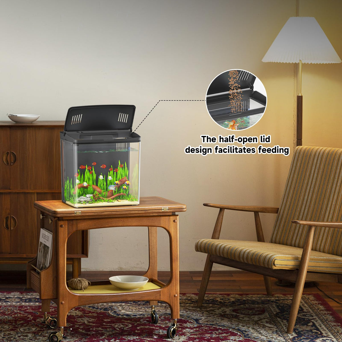 1 Gallon Acrylic Fish Tank Kit with Filter and Light Q670826