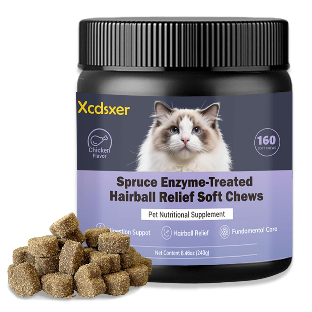 Chicken Flavor Soft Chews Hairball Aid Supplement for Cats C9023