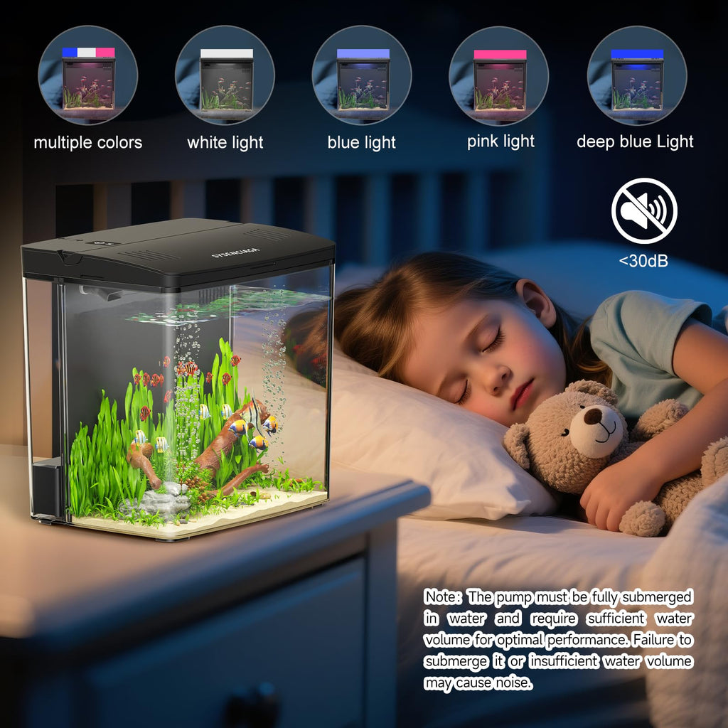 1 Gallon Acrylic Fish Tank Kit with Filter and Light Q670826