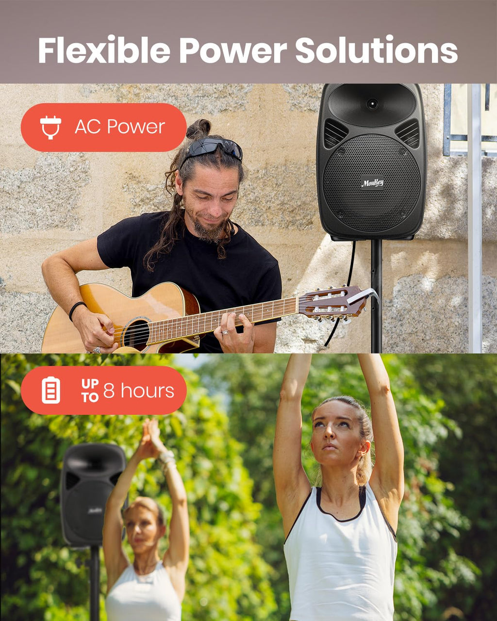 8 Inch Rechargeable Bluetooth PA System with Tripod Stands, Wired Mic F610812