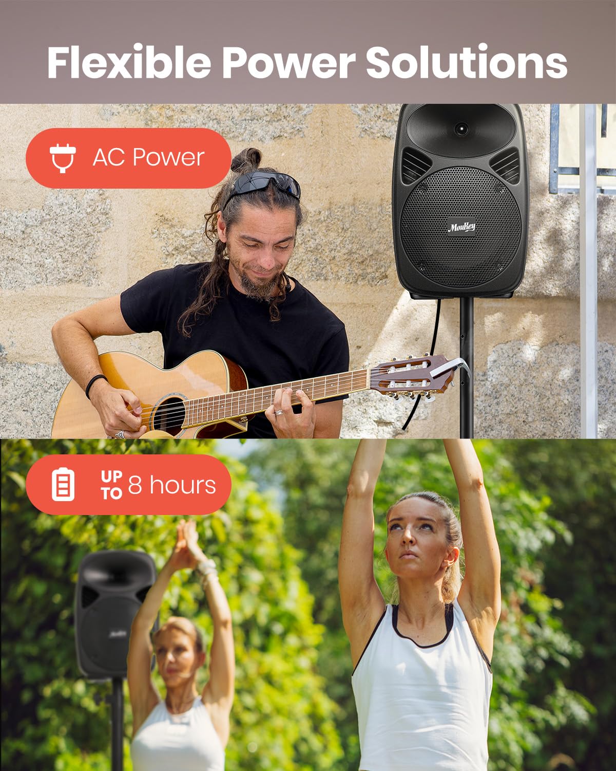 8 Inch Rechargeable Bluetooth PA System with Tripod Stands, Wired Mic F610812
