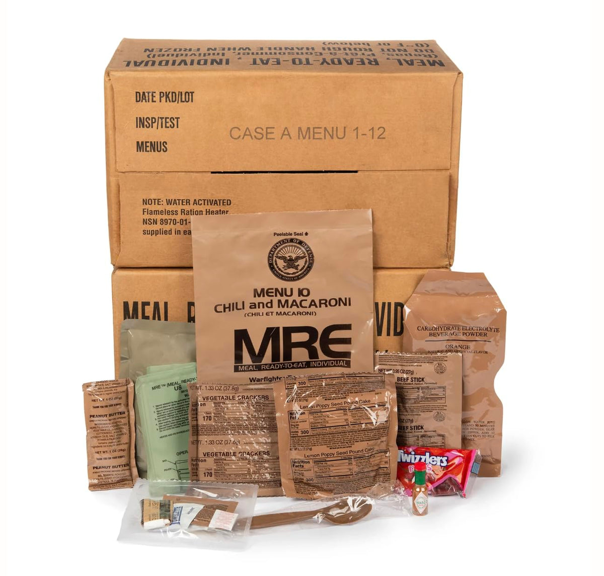 MRE Meals with Flameless Heater, Variety Pack of 24 A837650