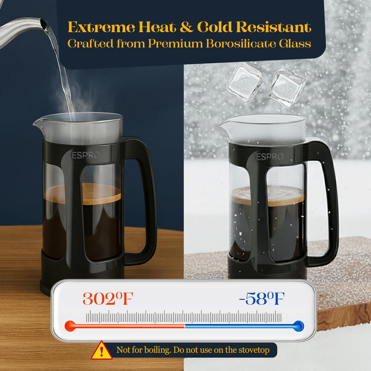 Black 17oz French Press Coffee Maker E3013