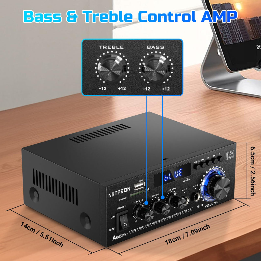 2CH 50W Bluetooth Stereo Receiver Amplifier with FM Radio X684