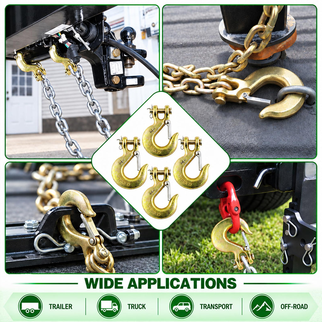 3/8" Chain Hooks, 2-Pack Heavy-Duty Clevis Slip Hook J13422