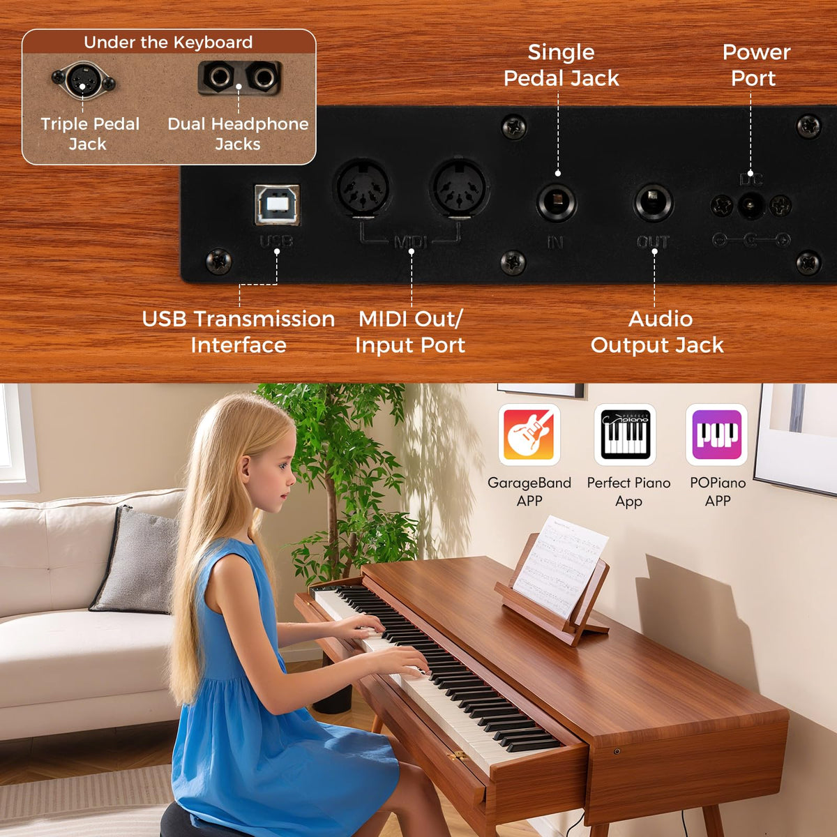 88 Key Weighted Digital Piano with Triple Pedals E29248