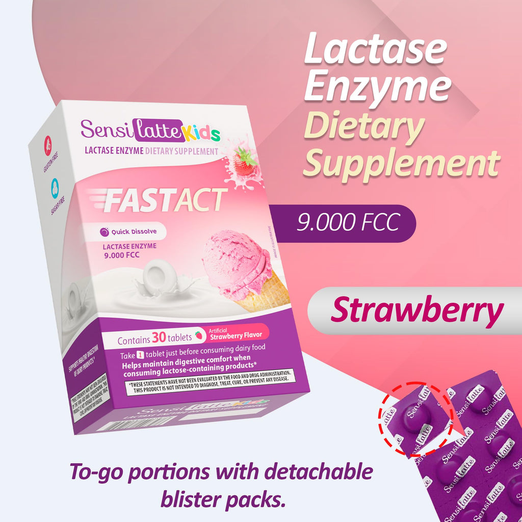 Lactase Enzyme 30 Tablets Strawberry W599
