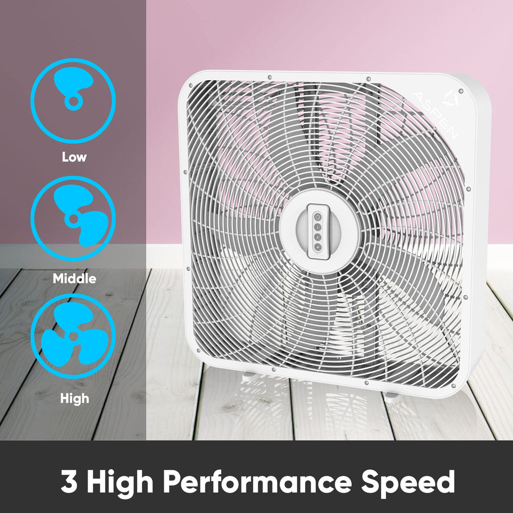 20 Inch 3 Speed Quiet Box Fan with Remote Control X2598