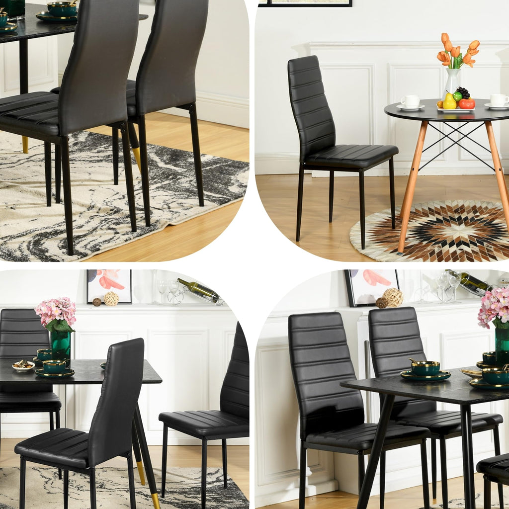 Black PU Dining Chairs Set of 4 Y269