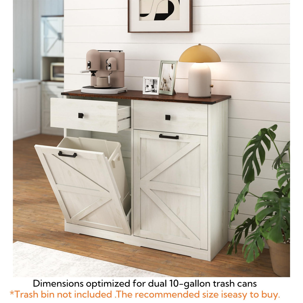 20 Gallon Double Tilt Out Kitchen Trash Can with Hideaway Drawer L401063