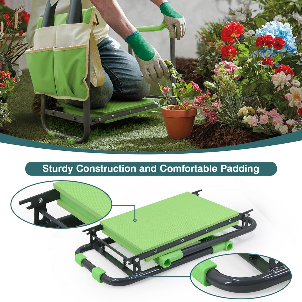 Foldable Garden Kneeler and Seat with Tool Storage Pouch A538808