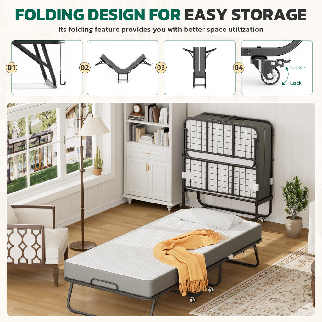 Folding Bed with 5" Memory Foam D230