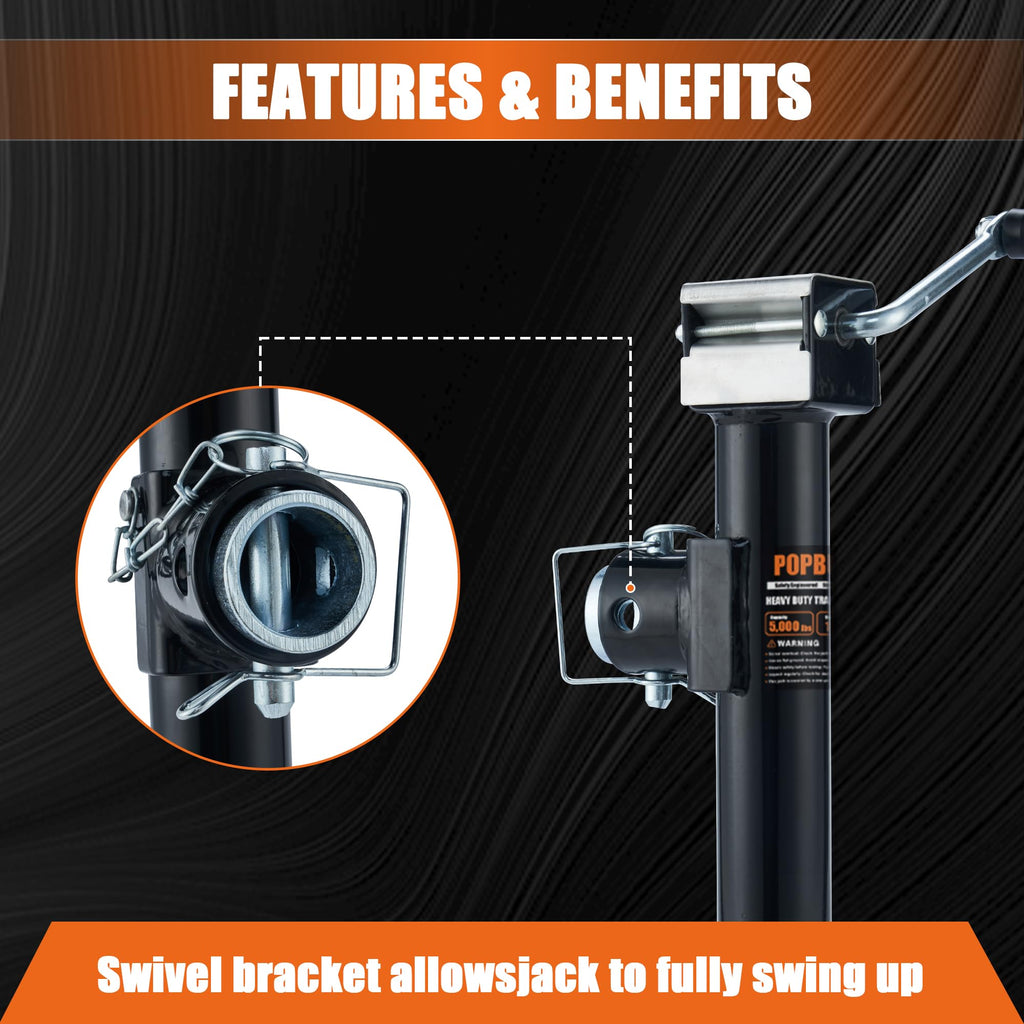 5000lb Weld-on Pipe Swivel Trailer Jack, 10" Vertical Travel Z7061