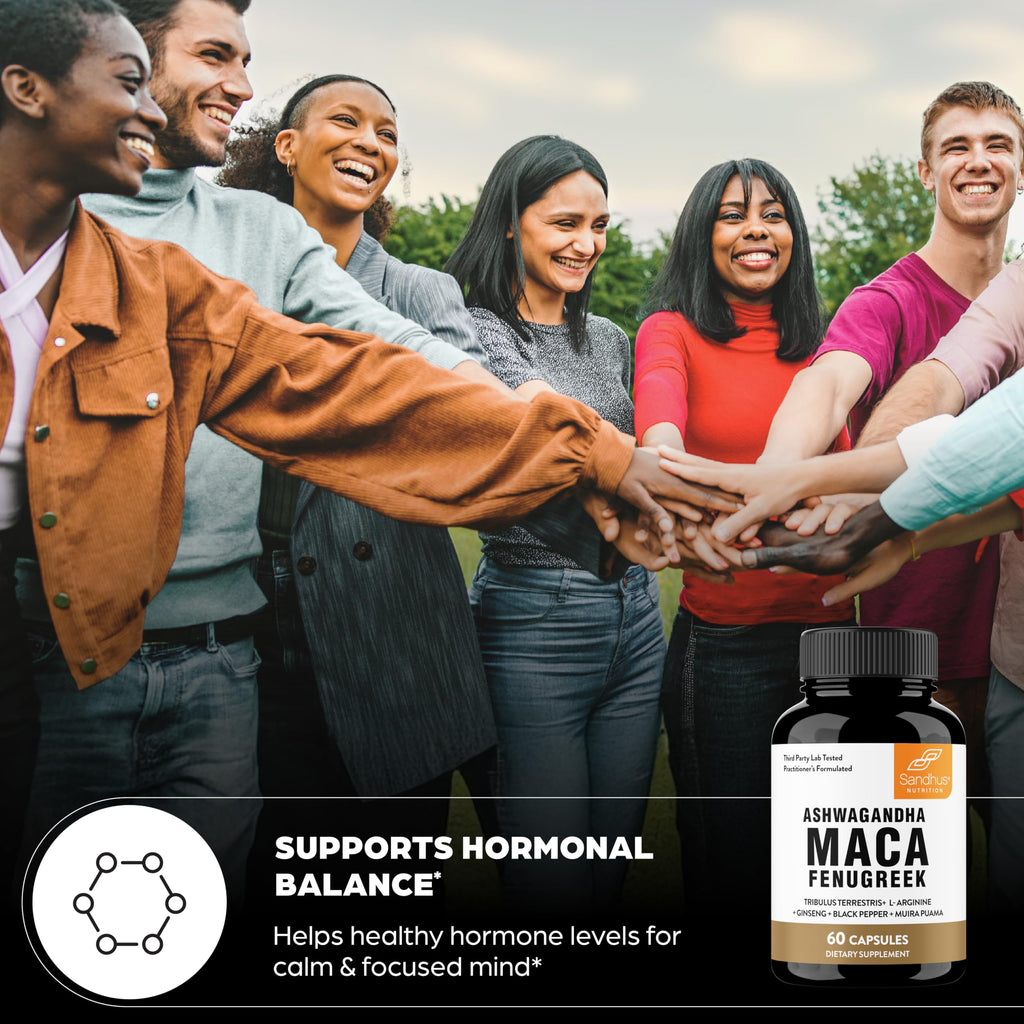 Maca Root Fenugreek Ashwagandha L-Arginine Ginseng Muira Puama Herbal Supplement 60 Capsules W33284