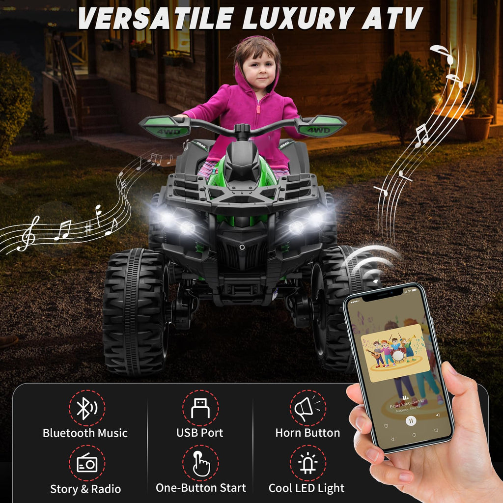 Green 24V 4 Wheeler ATV with Remote Control V773