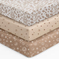 28x52x8in Fitted Crib Sheet 3 Pack Microfiber White Brown N825276