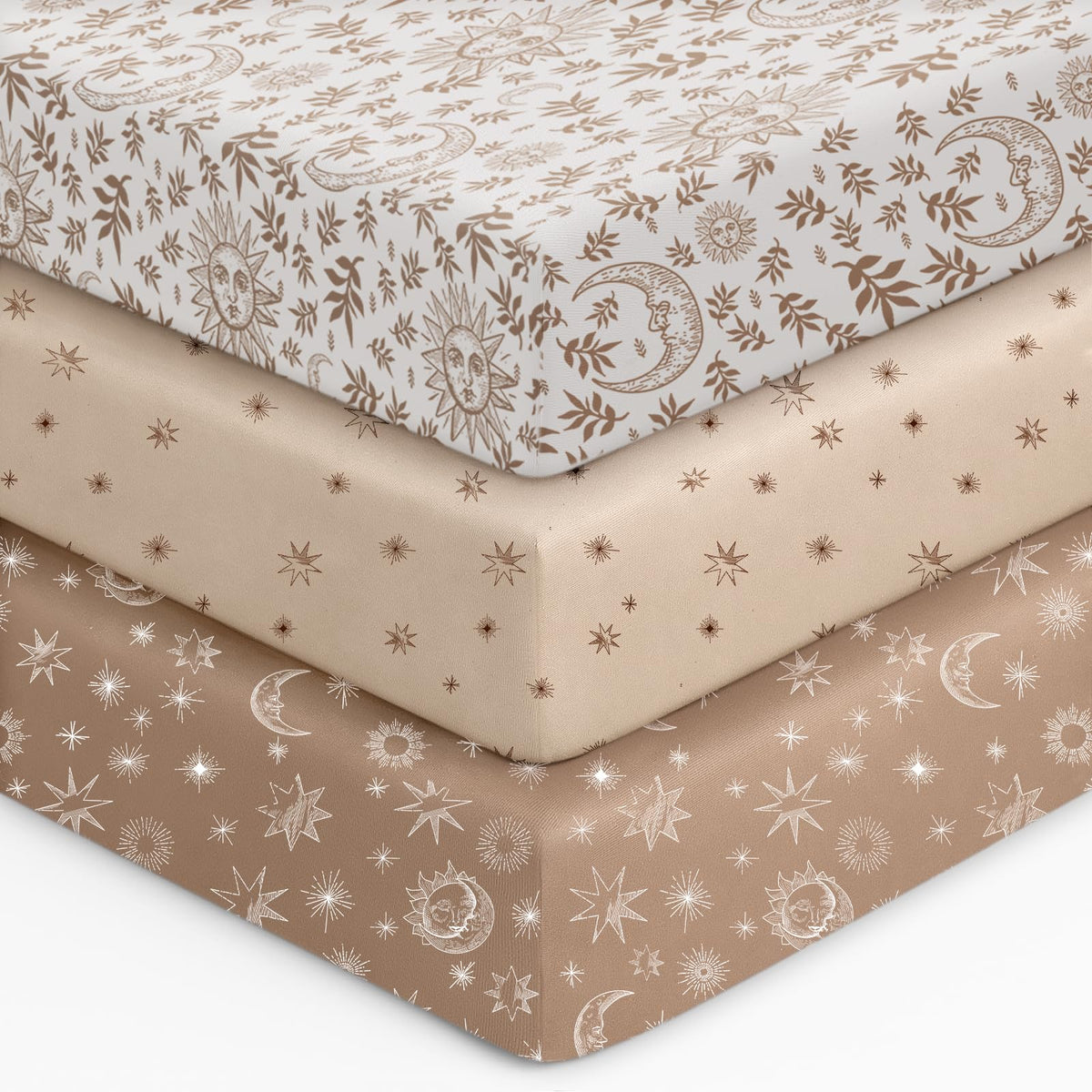 28x52x8in Fitted Crib Sheet 3 Pack Microfiber White Brown N825276