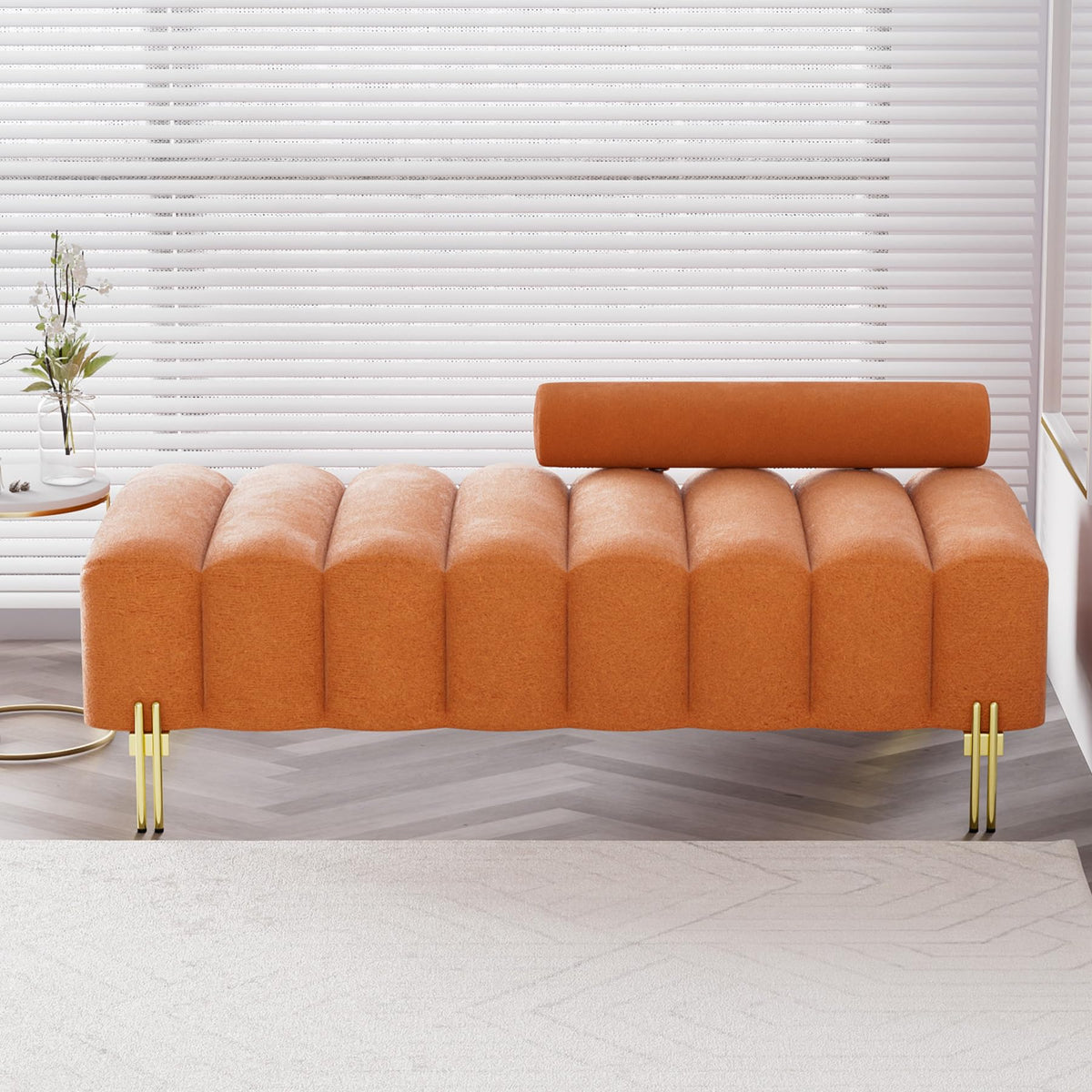 Orange Velvet Bench Ottoman J269814