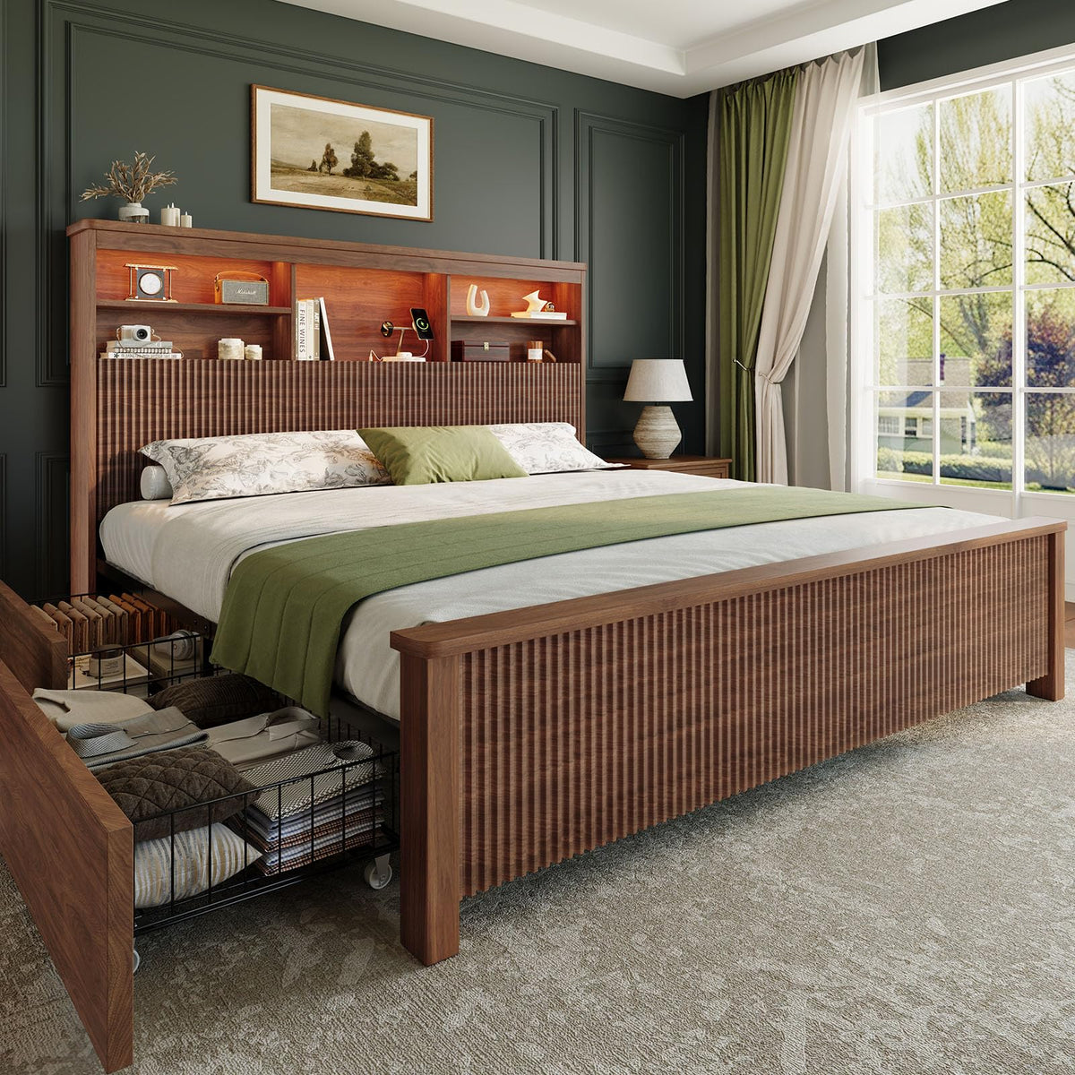King Size Bed Frame with 4 Storage Drawers N6275