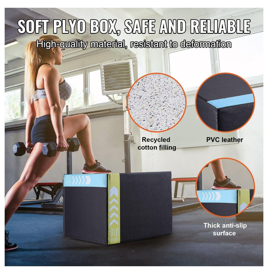 20/18/16 Inch Black Anti-Slip Plyo Box D805
