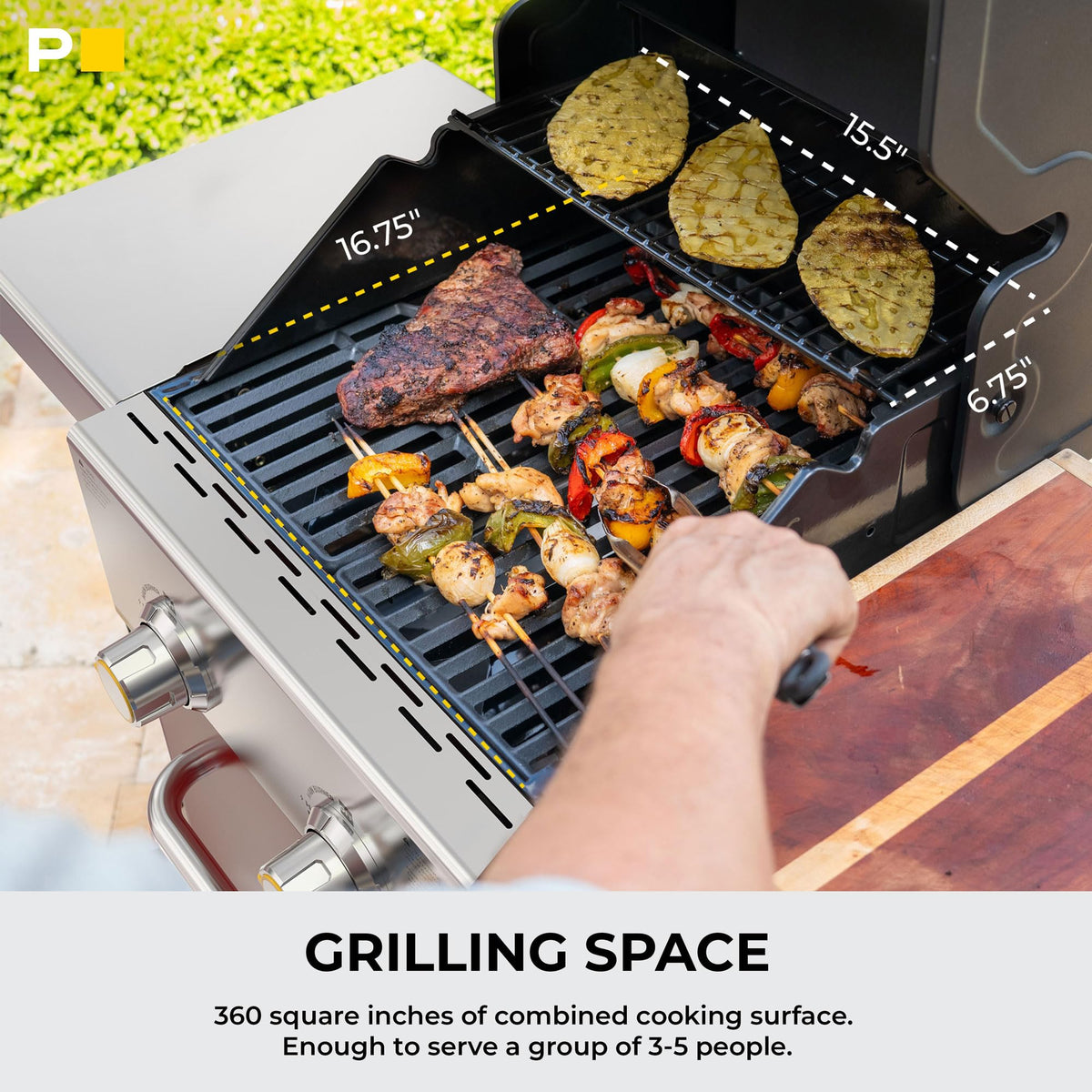 2-Burner Propane Gas Grill with Foldable Side Tables W47927