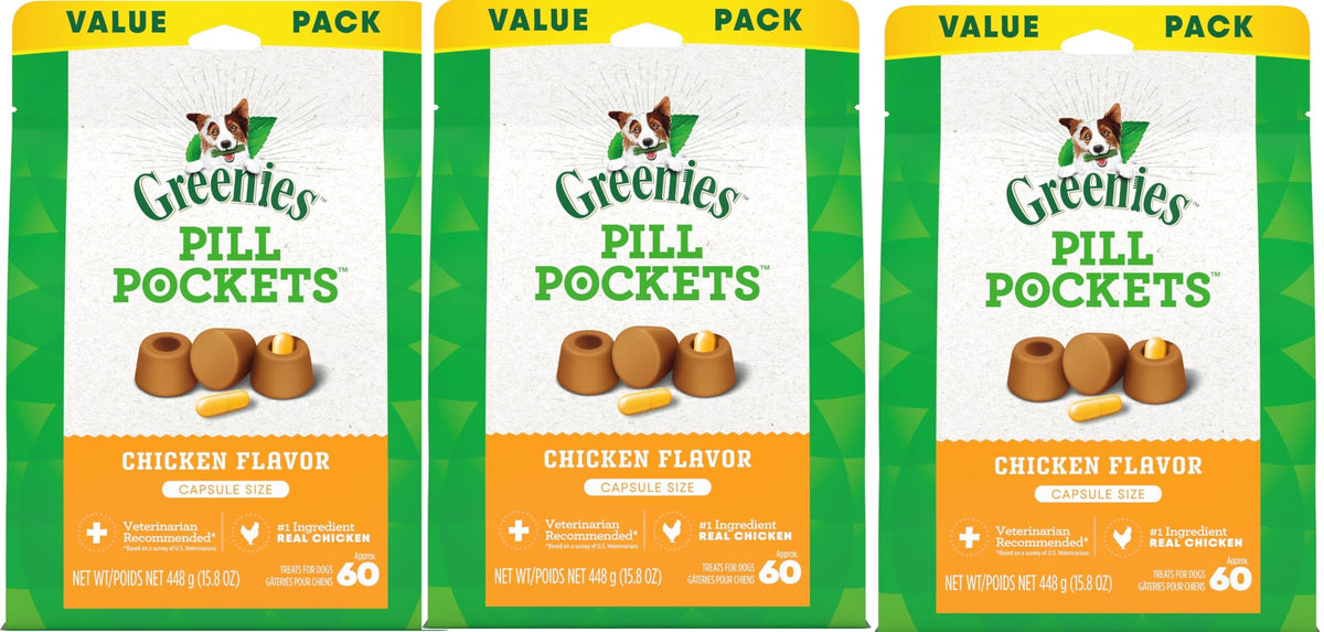 Chicken Flavor Capsule Treats for Dogs 15.8-Ounce 3 Pack M113