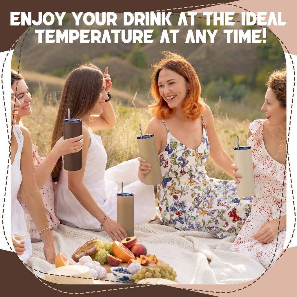 8 Pcs 20oz Insulated Stainless Steel Tumbler with Lid and Straw O32324
