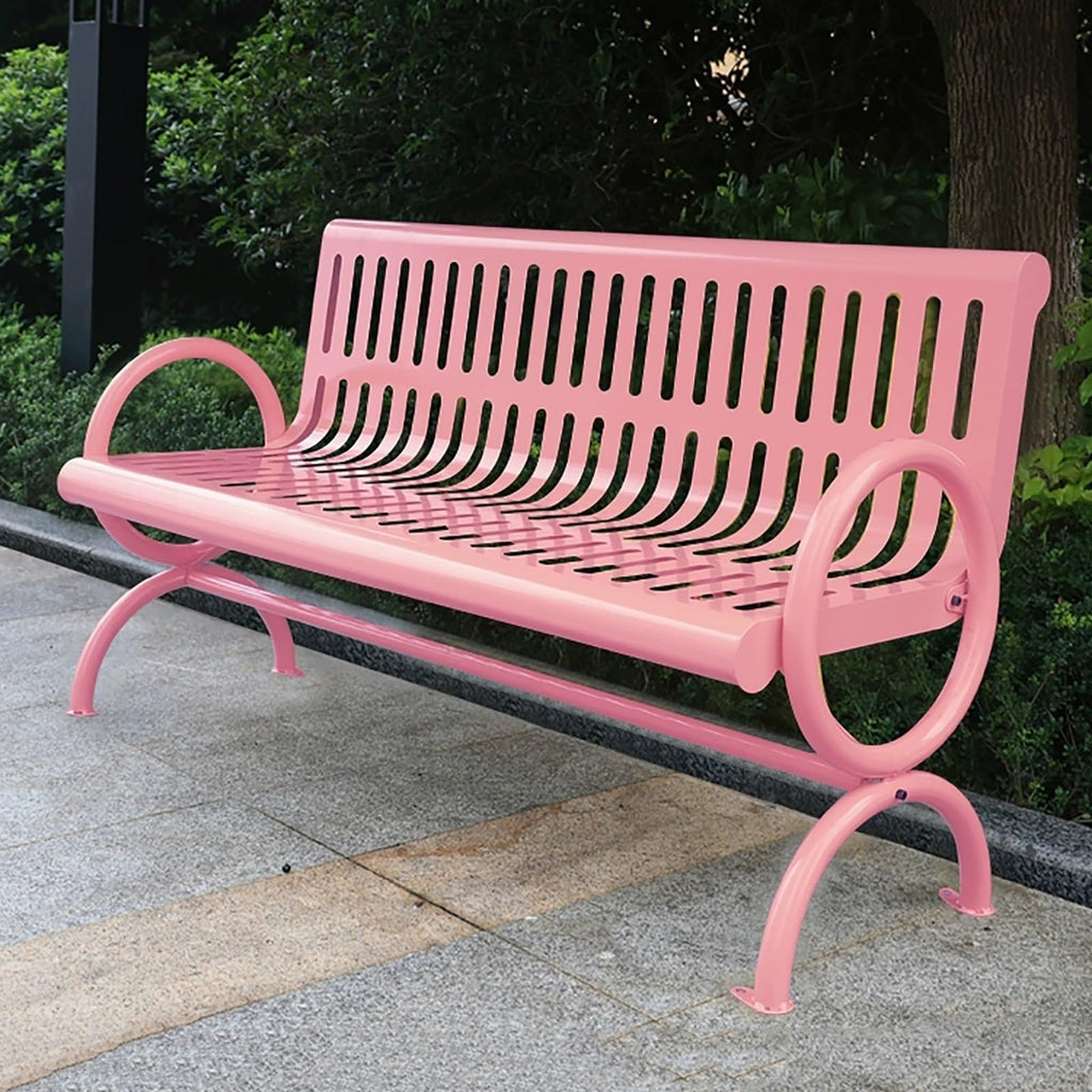 Weatherproof Metal Patio Bench with Backrest & Armrests A40935