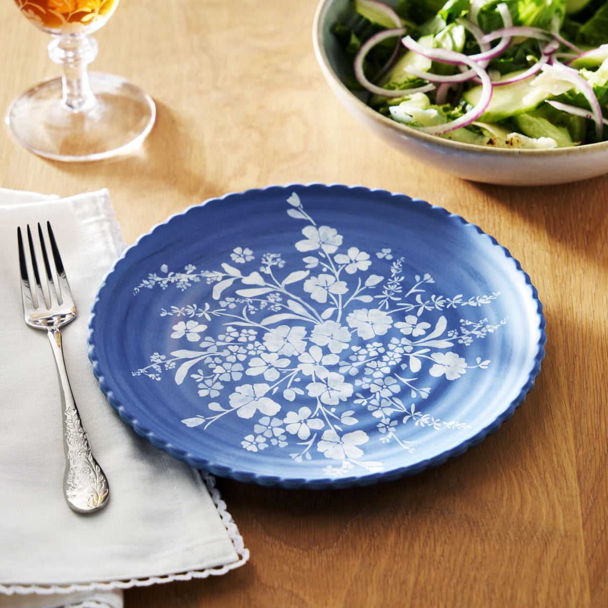 12 Piece Blue Bamboo Melamine Dinnerware Set I1085