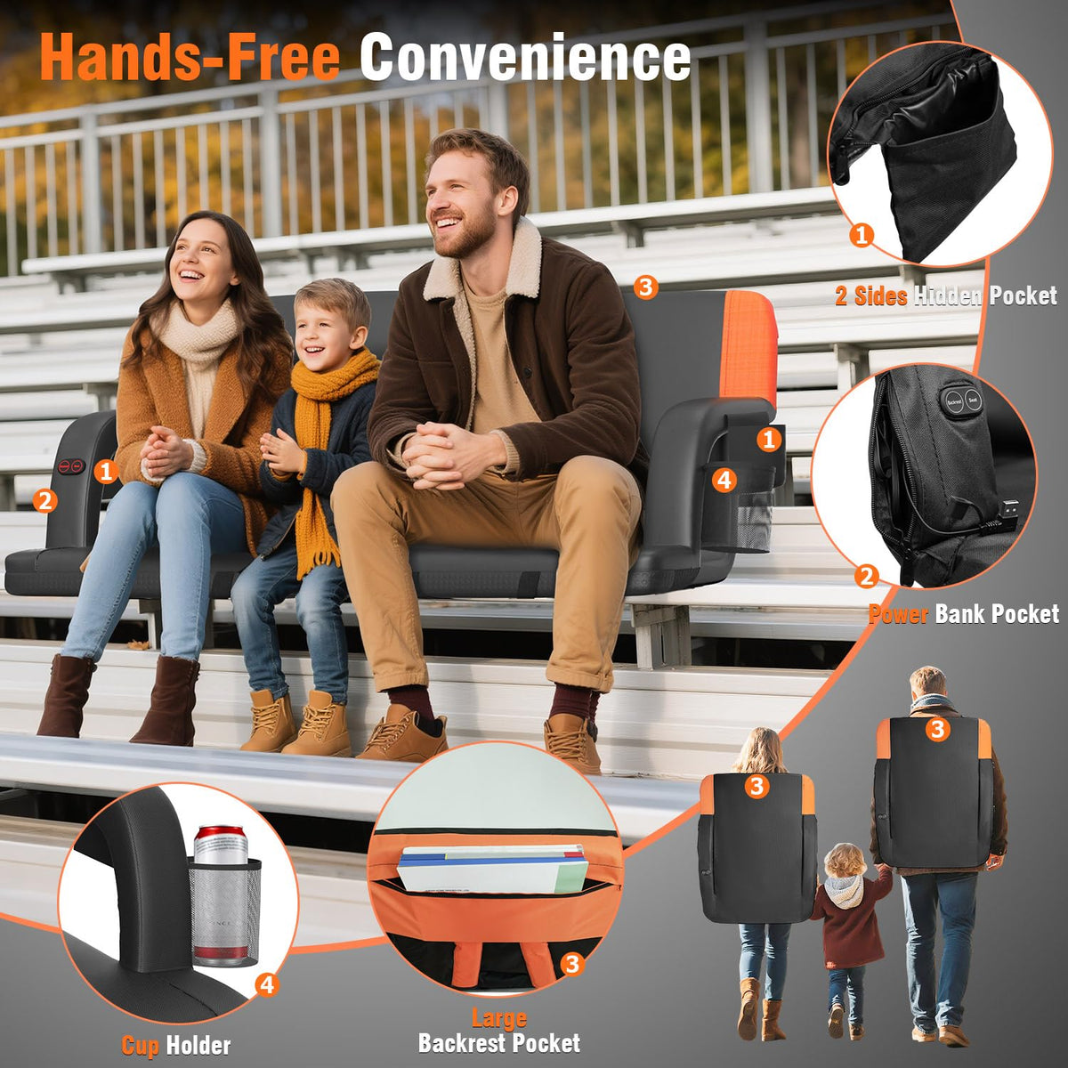 Heated Stadium Seat with Back Support R443528