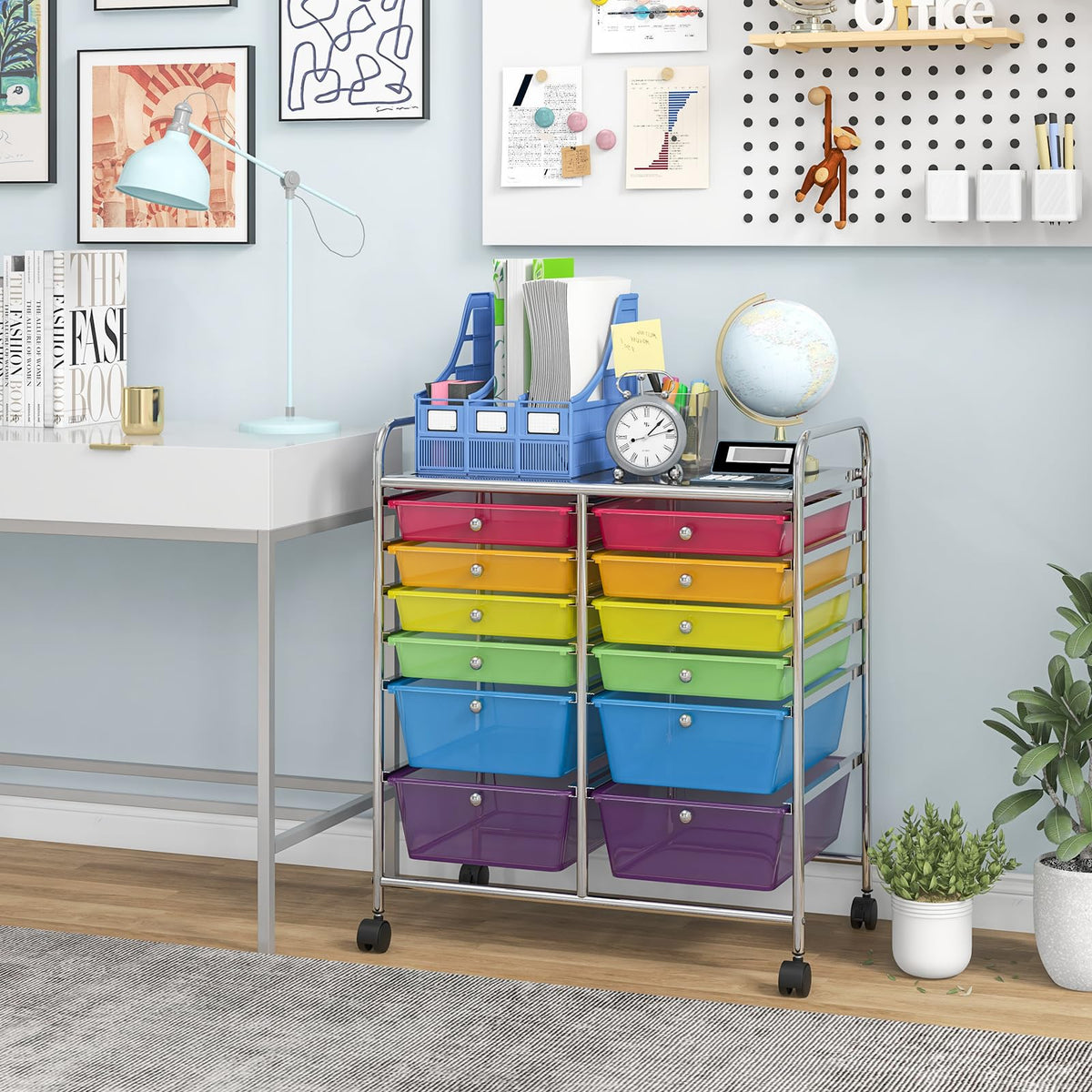 12 Drawer Rolling Storage Cart with Lockable Wheel C166