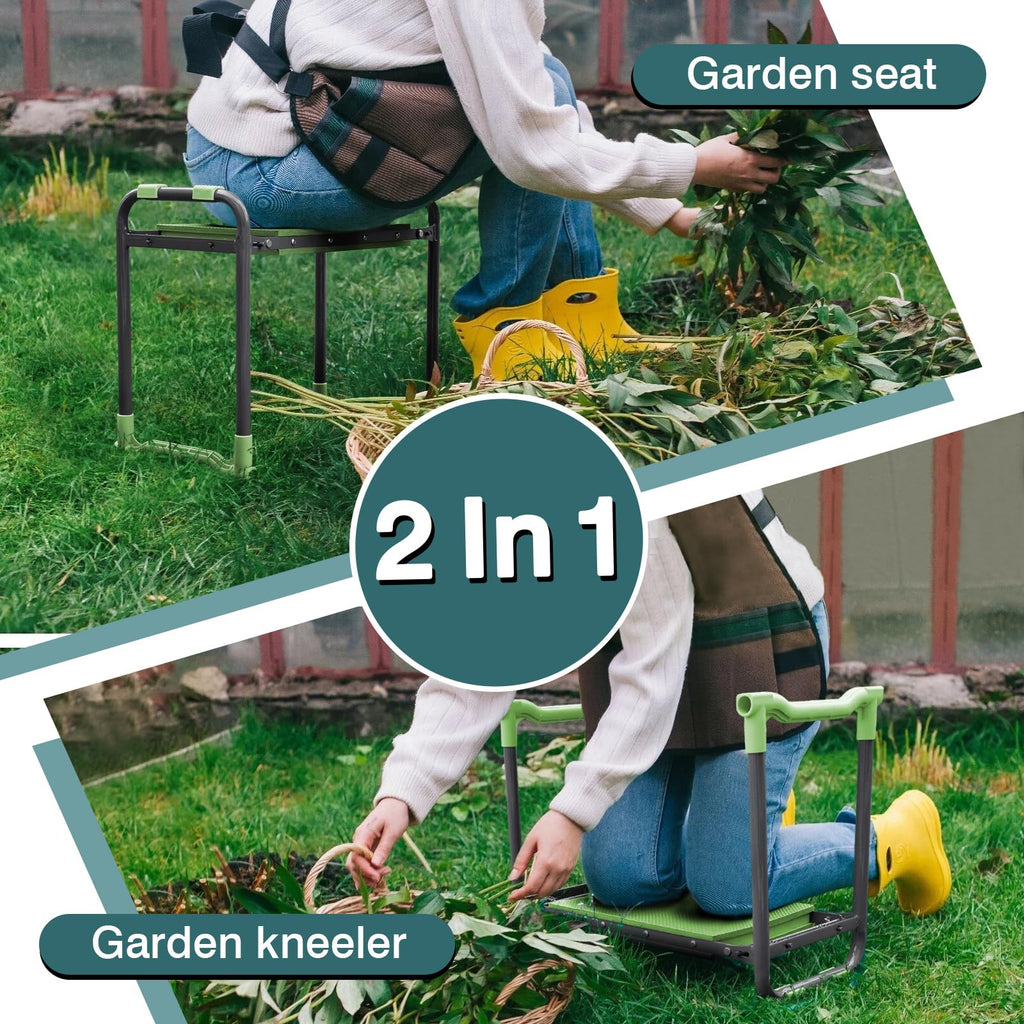 Foldable Garden Kneeler and Seat with Tool Storage Pouch A538808