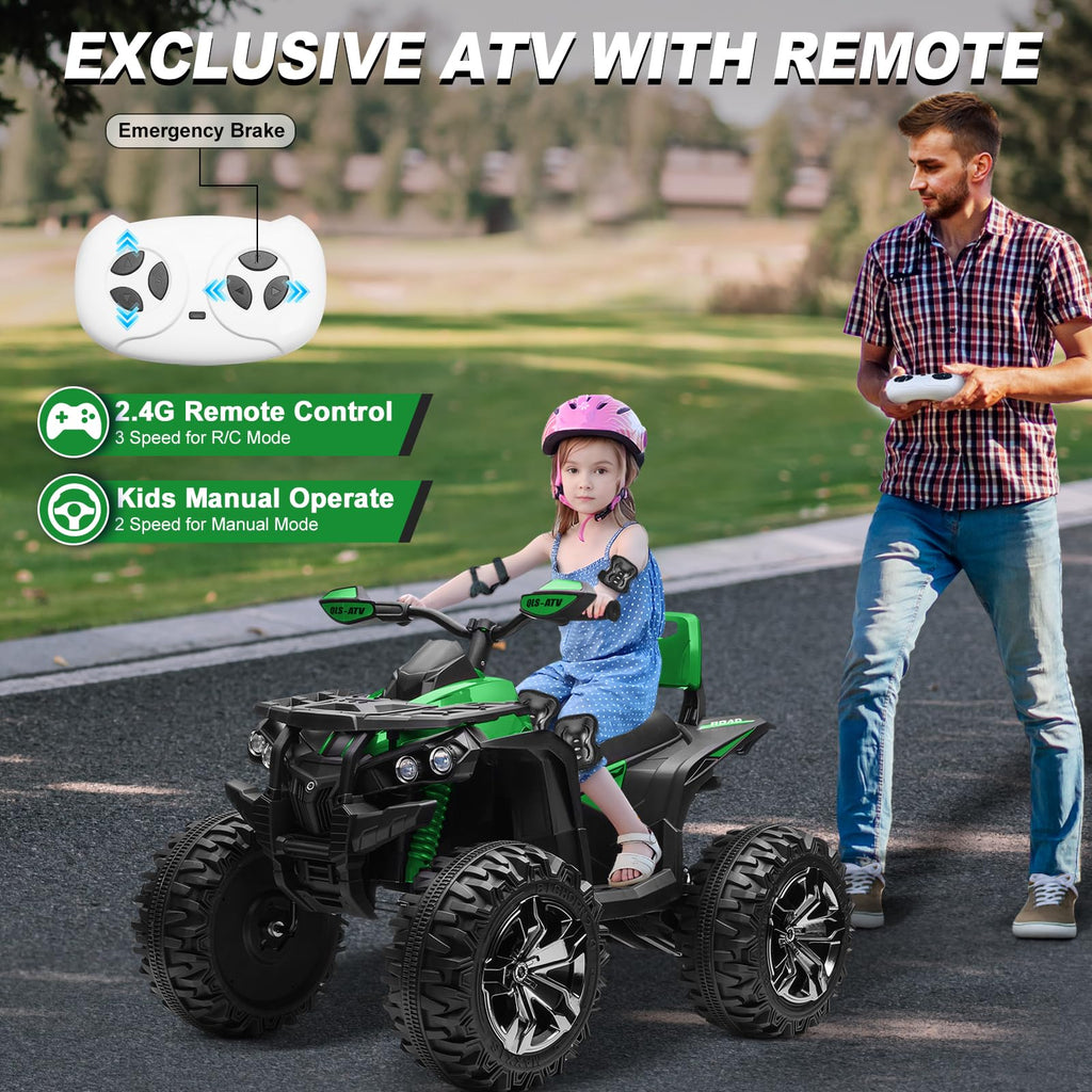 Green 24V 4 Wheeler ATV with Remote Control V773