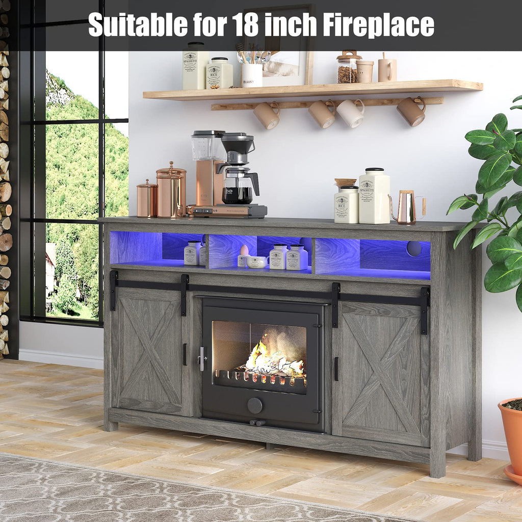 Wash Grey Wooden TV Stand with Sliding Barn Door X9189