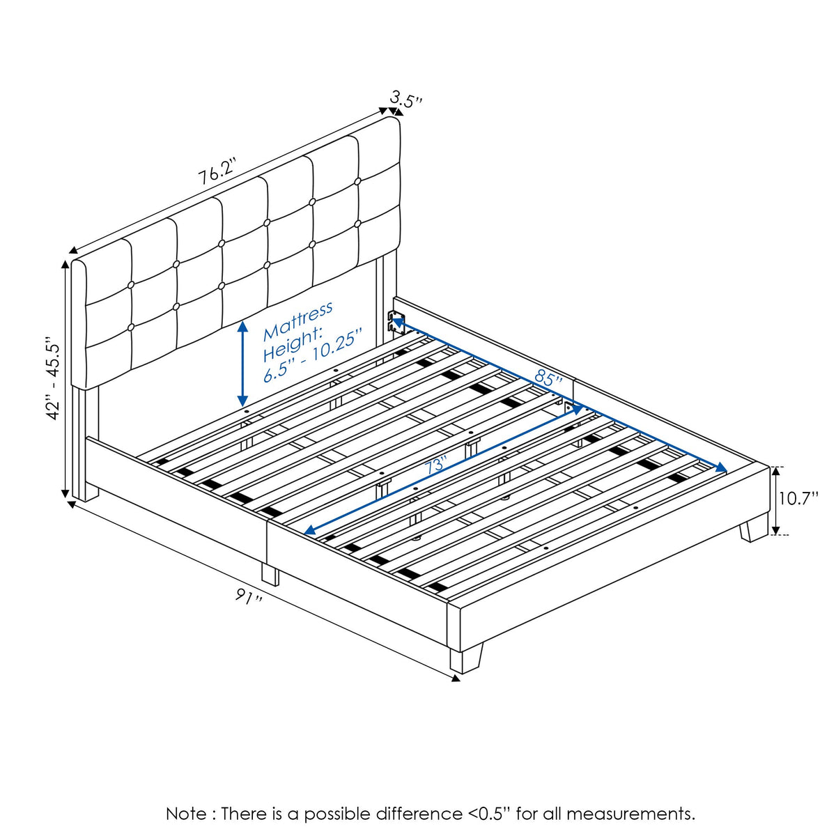 California King Upholstered Platform Bed Frame P18303