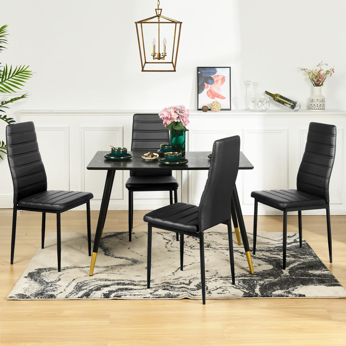 Black PU Dining Chairs Set of 4 Y269