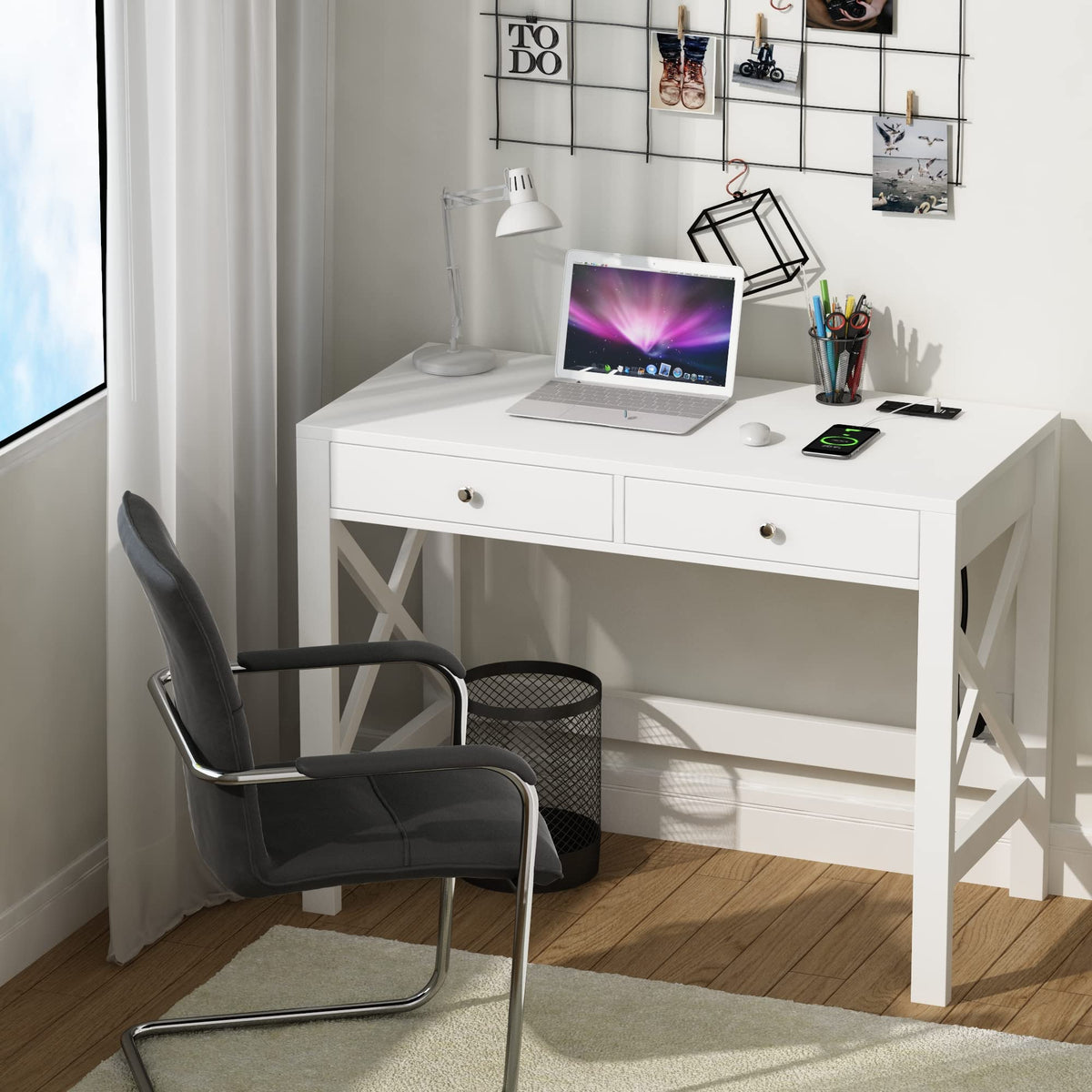 39.4 Inches Computer Desk with 2 Drawers U95131