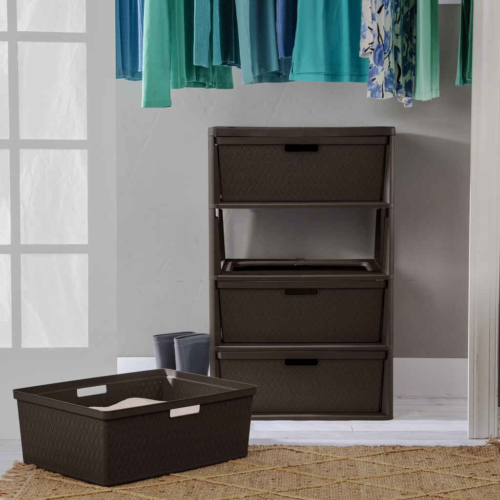 Brown 4 Drawer Plastic Storage Organizer H524331