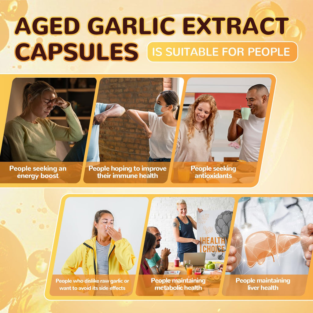 Odorless Aged Garlic Extract Capsules with Magnesium, Zinc, Vitamin B, 300 Softgels E615716