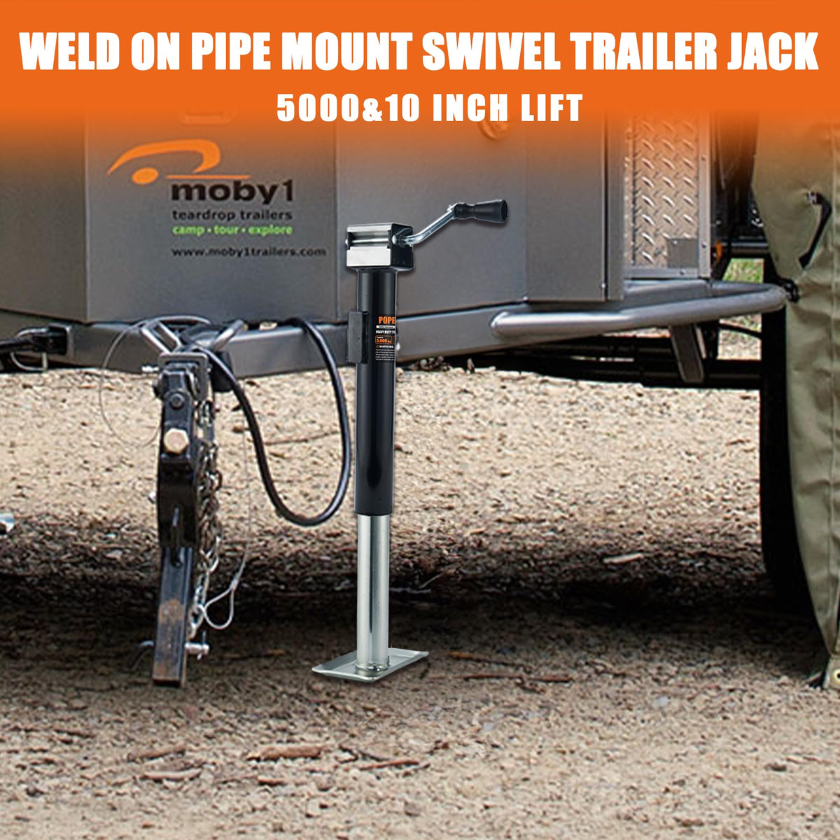 5000lb Weld-on Pipe Swivel Trailer Jack, 10" Vertical Travel Z7061